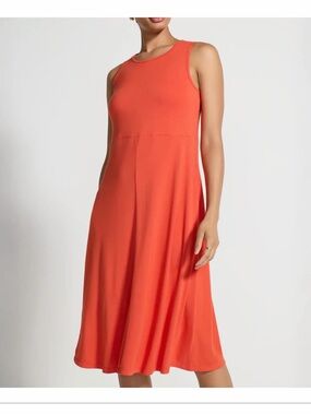 MONDETTA Orange Swing Midi Dress